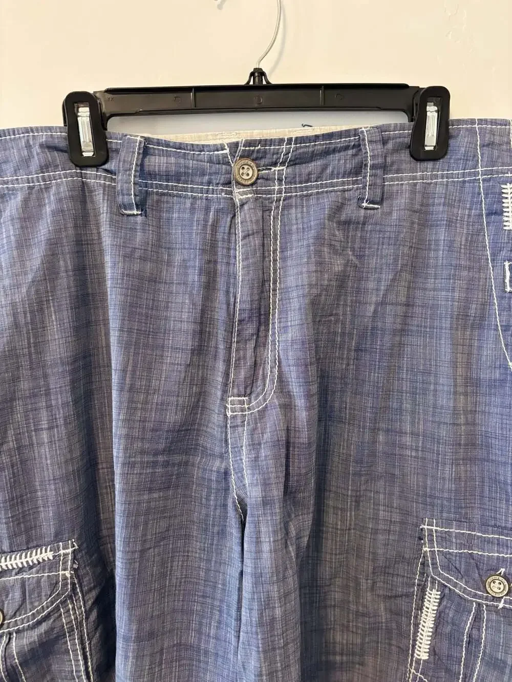 Buckle Black Thick Stitch Athletic Cargo Shorts Men’s Size 38 Blue Cotton